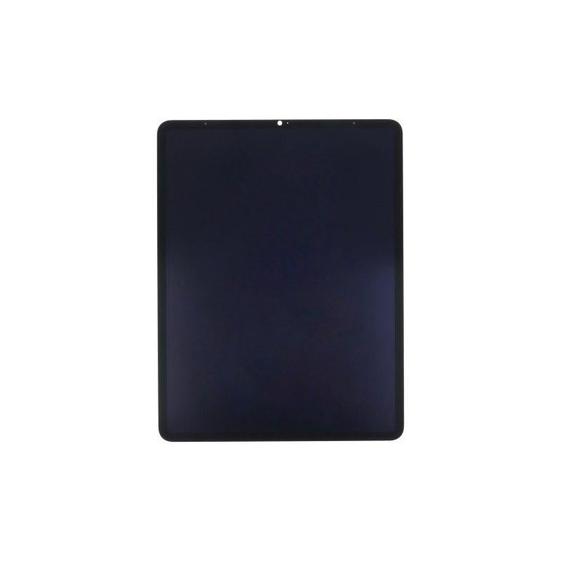 iPad Pro 12.9 2021 complete LCD and touchscreen assembly in black on white background